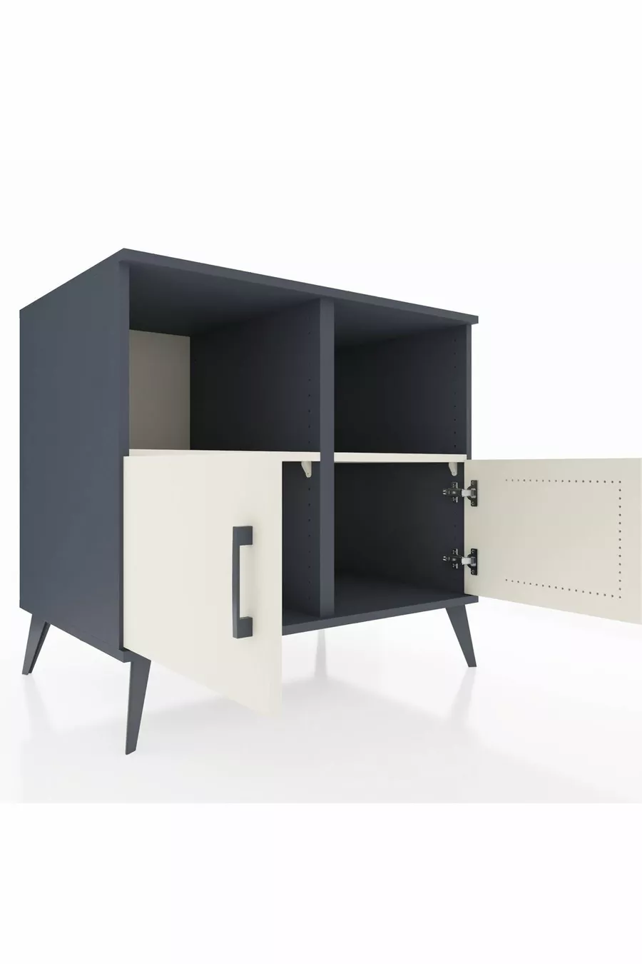 Commode Kronos 2 étagères 2 portes Anthracite-Pierre de lune