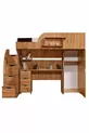 Lit superposé, litera avec armoire et bureau, noyer foncé, 1 matelas Comfort