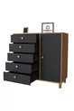 Kardela % MDF Chambre d'enfant Commode pour bébé 5 tiroirs avec porte Anthracite Pin Atlantique