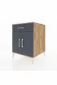 Table de chevet Kronos avec une étagère, un tiroir et deux portes, pin-anthracite