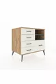 Commode Kronos 2 étagères 5 tiroirs Pin-Anthracite / Pierre de Lune