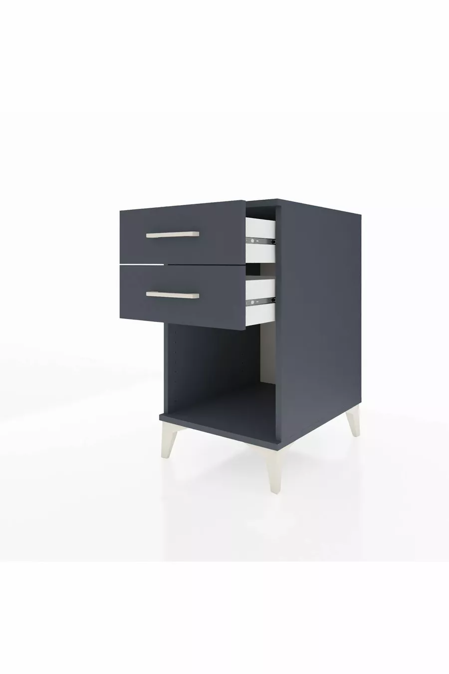 Table de chevet Kronos à 2 tiroirs Anthracite-Anthracite