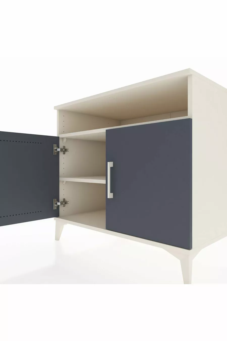 Commode Kronos 2 étagères 2 portes Pierre de Lune-Anthracite