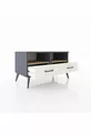 Commode Hyperion 2 étagères 2 tiroirs Anthracite-Pin/Pierre de Lune