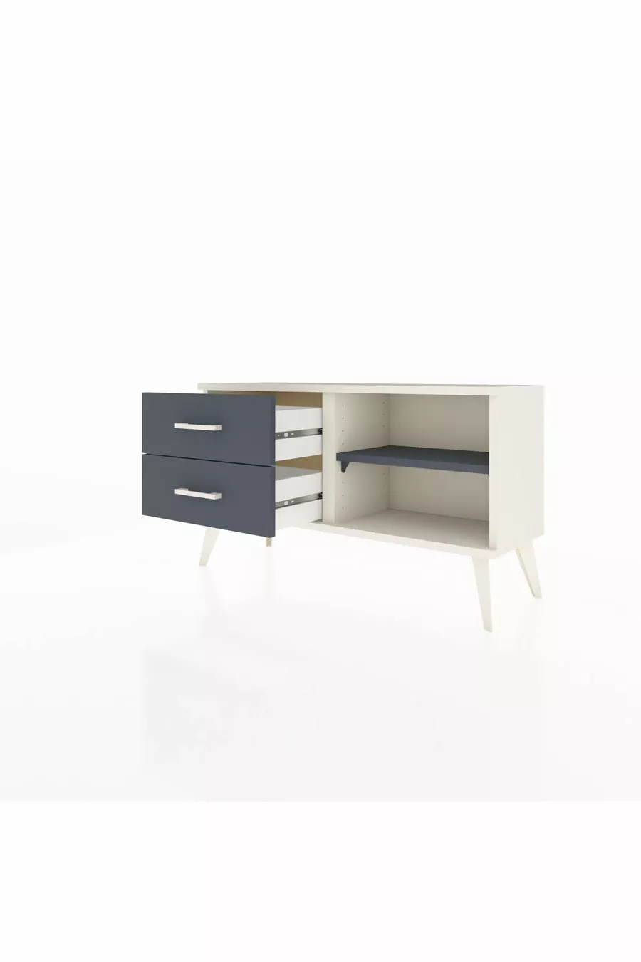 Commode Arges à une étagère et 2 tiroirs en pierre d'onyx - Anthracite