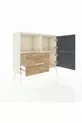 Commode Arges avec 2 étagères, 1 tiroir, 2 portes, couleur Pierre de lune-Anthracite/Pin