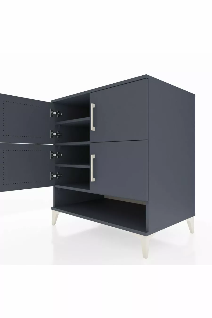 Commode Kronos 4 étagères 4 portes Anthracite-Anthracite