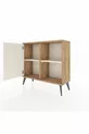 Commode Arges à 2 étagères avec 1 porte en pin et marbre bleu