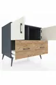 Commode Kronos avec 2 étagères, 2 tiroirs et 2 portes Anthracite-Pierre d'argile/Sapin