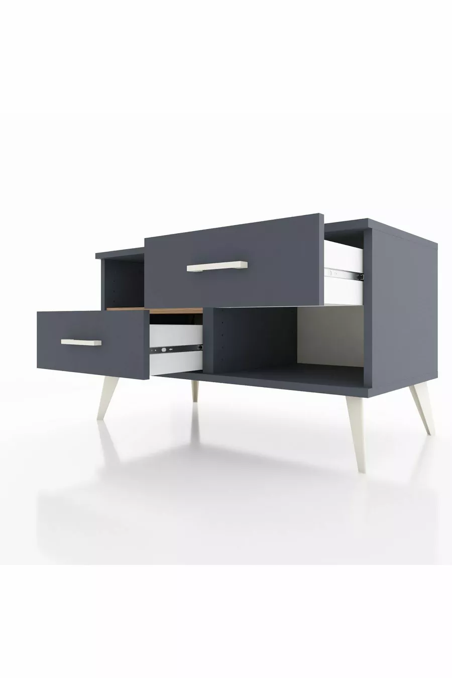 Commode Hyperion à une étagère et 2 tiroirs Anthracite-Sapin/Anthracite