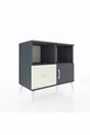 Commode Hyperion 2 étagères 1 tiroir 1 porte Anthracite-Anthracite/Gris pierre