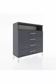 Commode Arges à une étagère et 4 tiroirs Anthracite-Anthracite