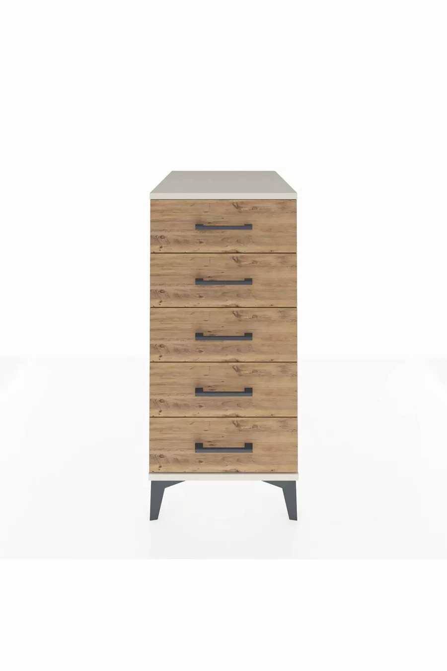 Table de chevet Kronos à 5 tiroirs Aigue-marine-Pin