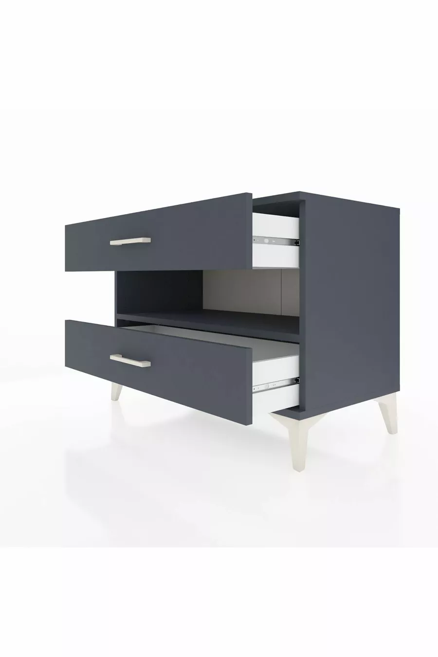 Commode Hyperion à une étagère et 2 tiroirs Anthracite-Anthracite