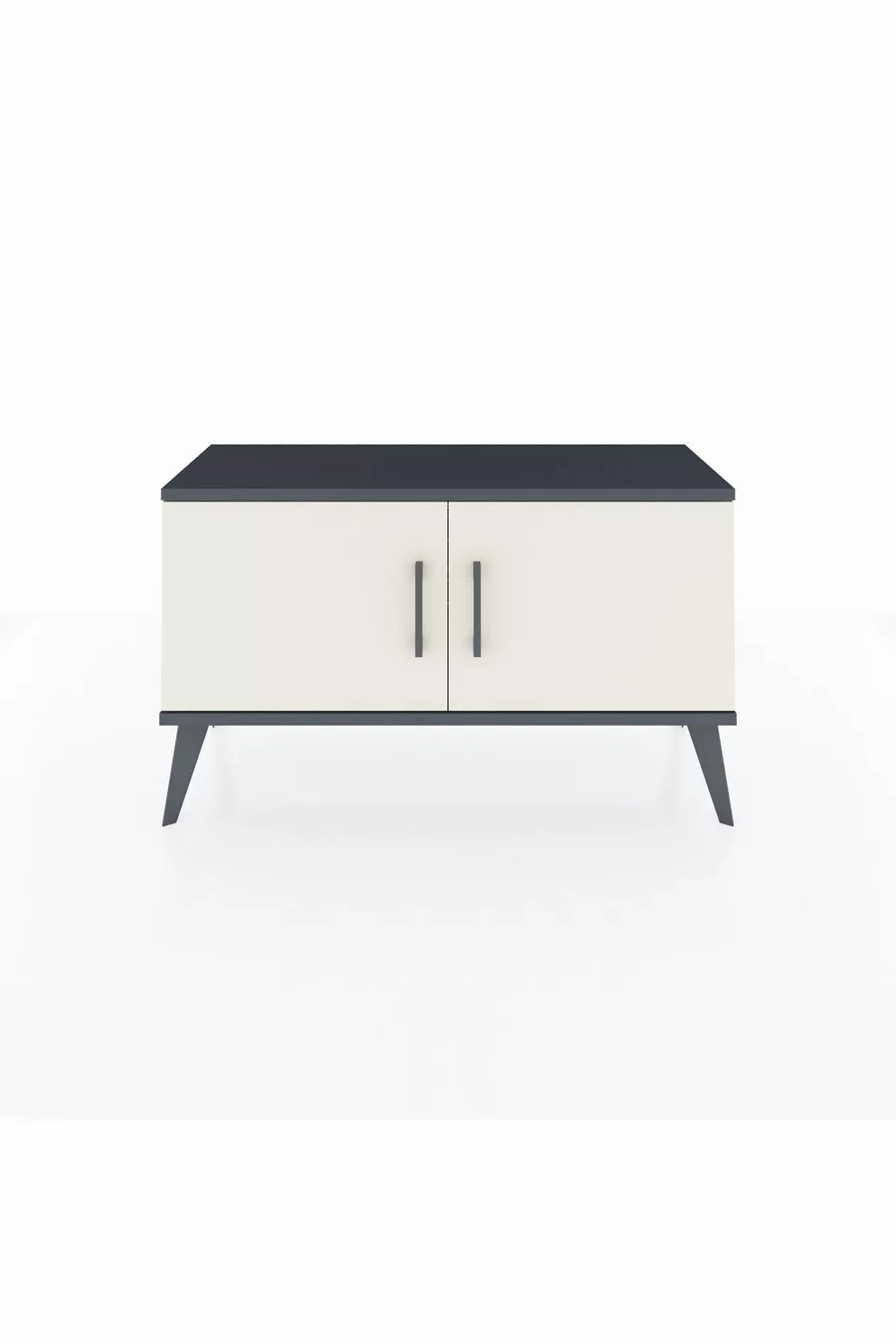 Commode Arges 2 étagères 2 portes Anthracite-Pierre de lune