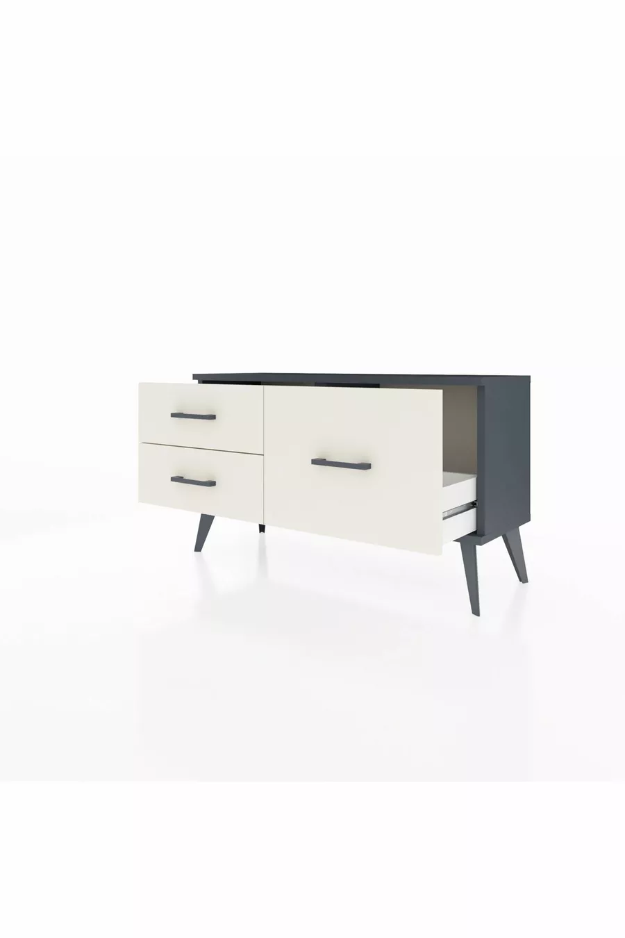 Commode Arges 3 étagères Anthracite-Anthracite/Gris pierre