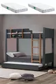 Lit superposé, lit superposé modulable pour enfants, anthracite - noyer + 2 matelas Comfort