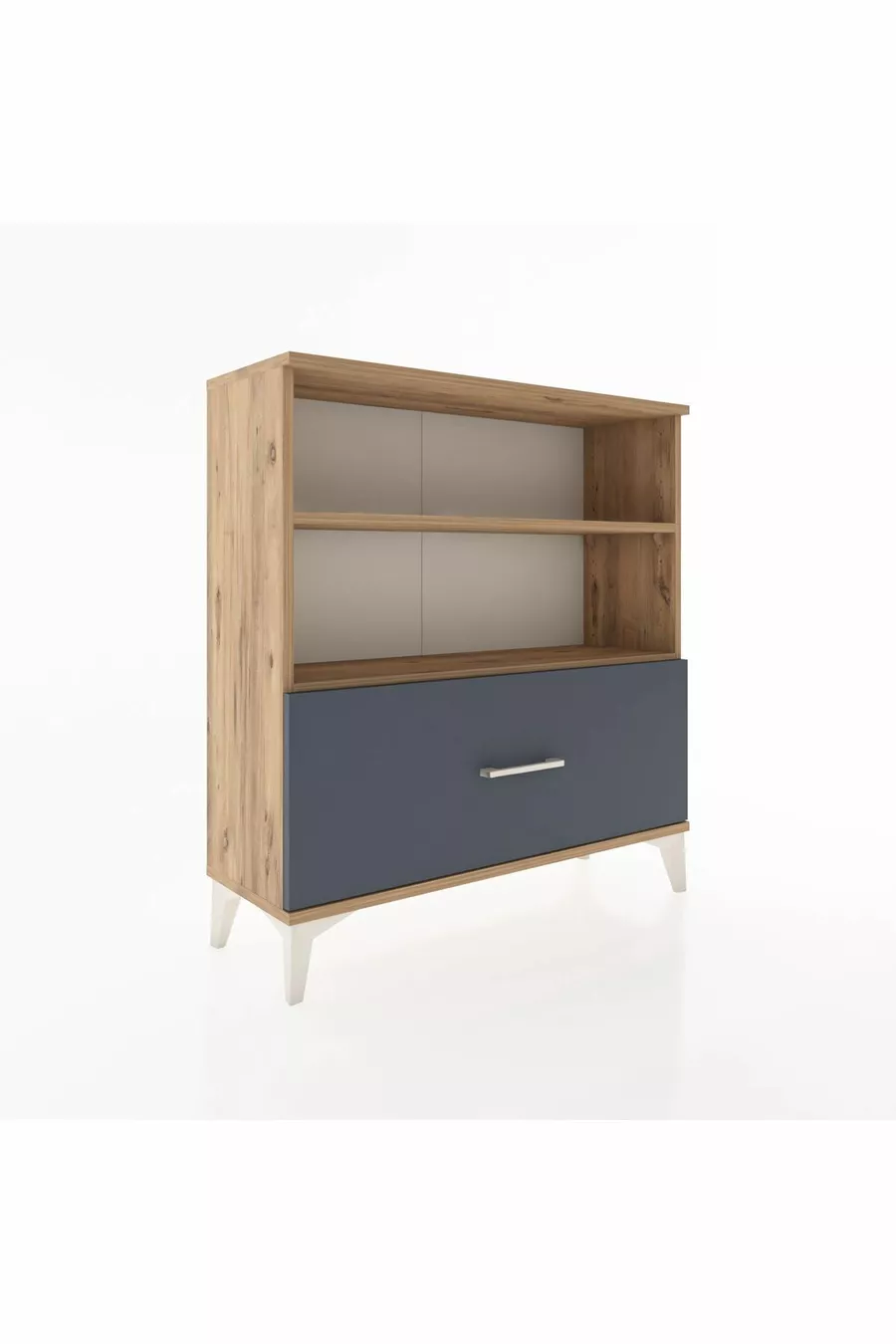 Commode Arges 2 étagères 1 tiroir Pin-Anthracite