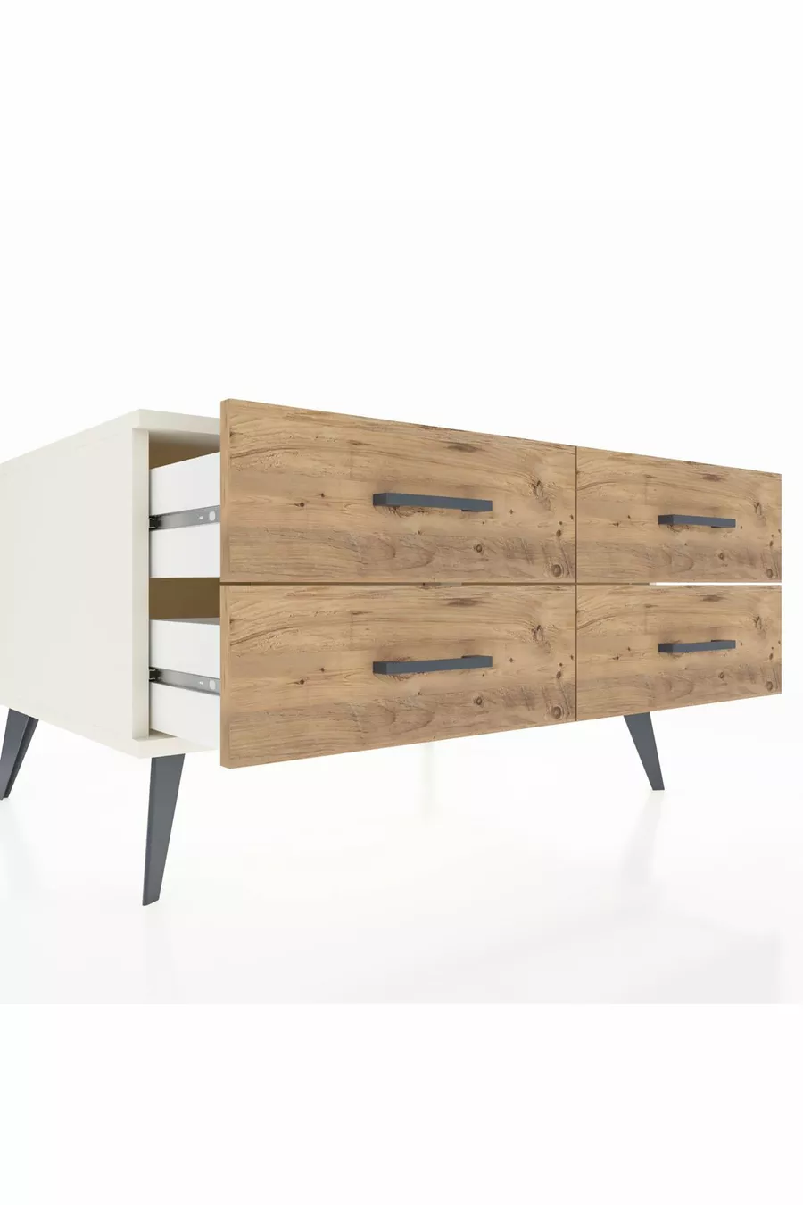 Commode Kronos 4 étagères Pierre de lune-Pierre de lune/Pin