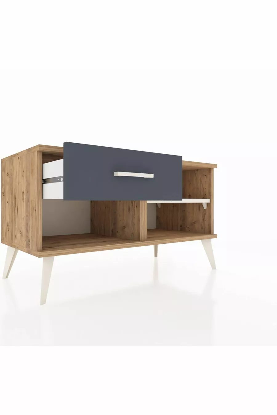 Commode Hyperion à une étagère et un tiroir en pin-pierre d'ambre / Anthracite