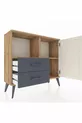 Commode Arges avec 2 étagères, 2 tiroirs et 1 porte, en pin-ardoise/anthracite