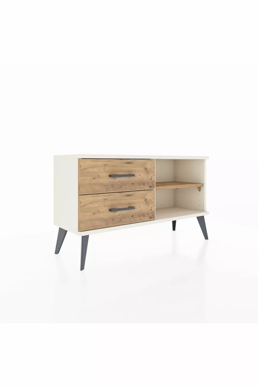 Commode Arges à une étagère et 2 tiroirs en pierre d'onyx et pin