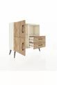 Commode Arges avec 2 étagères, 2 tiroirs et 2 portes, couleur Pierre de lune-Pin