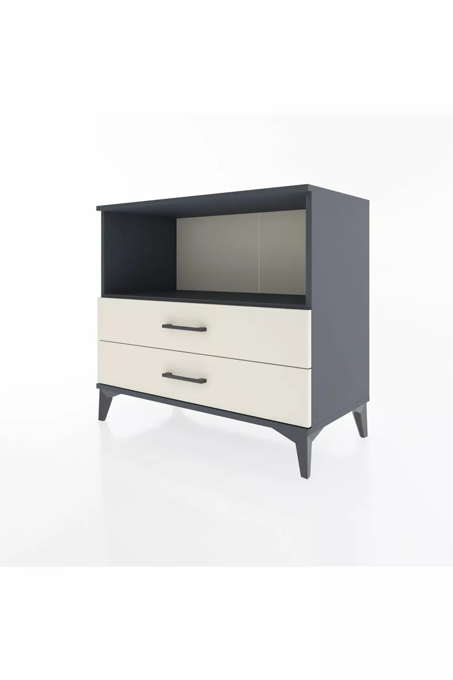 Commode Hyperion à une étagère et 2 tiroirs Anthracite-Pierre de Lune