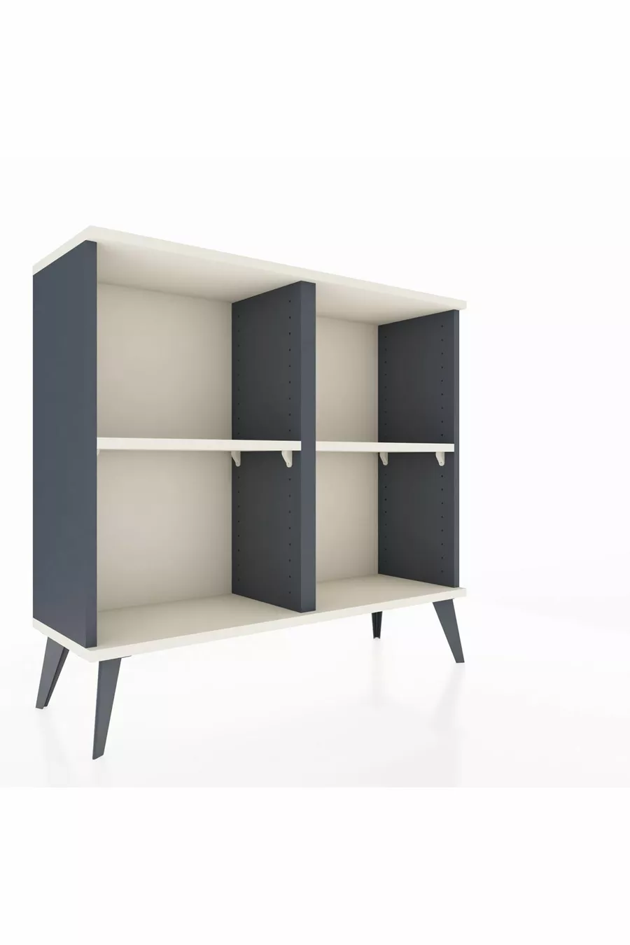 Commode Arges 2 étagères Anthracite-Pierre de lune