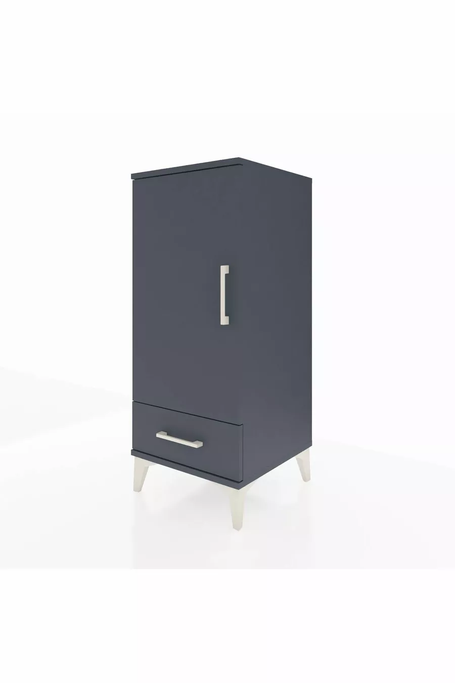 Table de chevet Hyperion avec 2 étagères, 1 tiroir et 1 porte, Anthracite-Anthracite