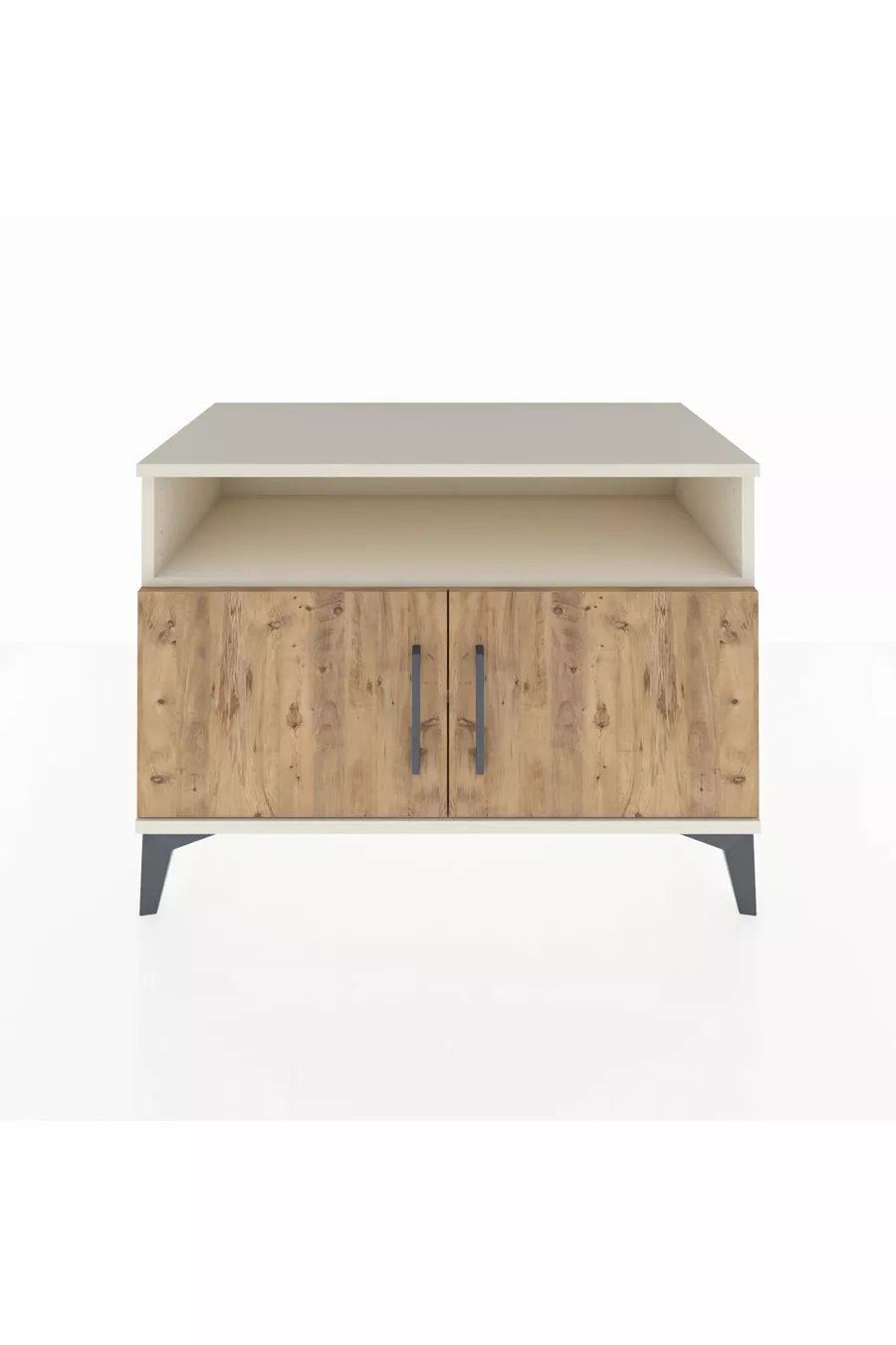Commode Hyperion 2 étagères 2 portes Pierre de lune-Pin