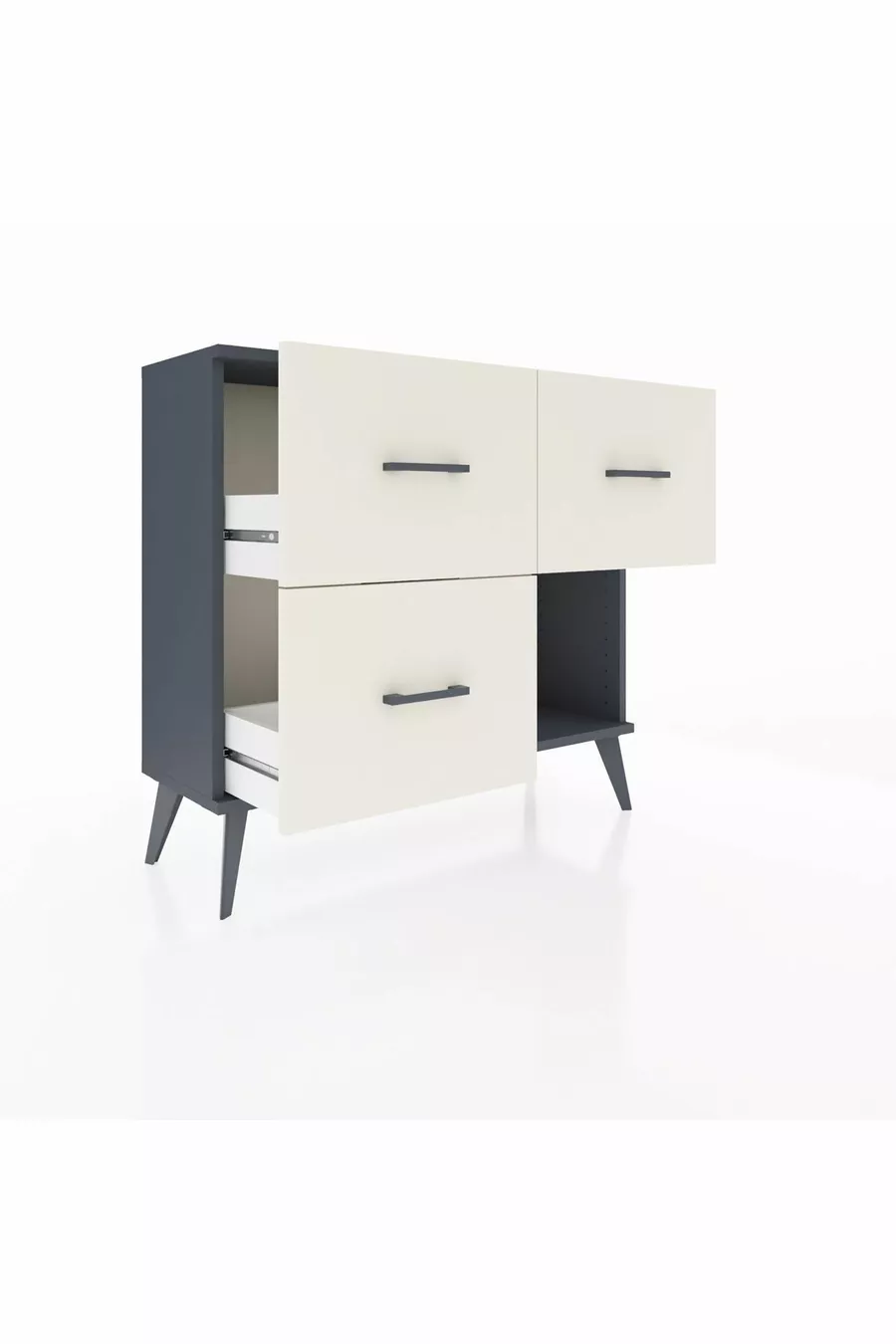 Commode Arges 3 tiroirs Anthracite-Anthracite/Pierre de lune