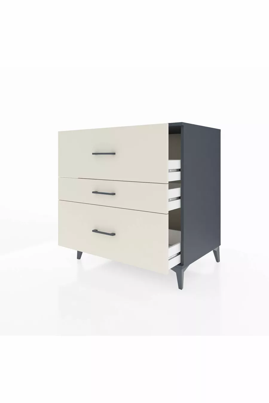 Commode Kronos 3 tiroirs Anthracite-Pierre de lune