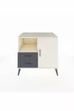 Commode Kronos avec 2 étagères, 2 tiroirs et 1 porte, Albâtre/Anthracite