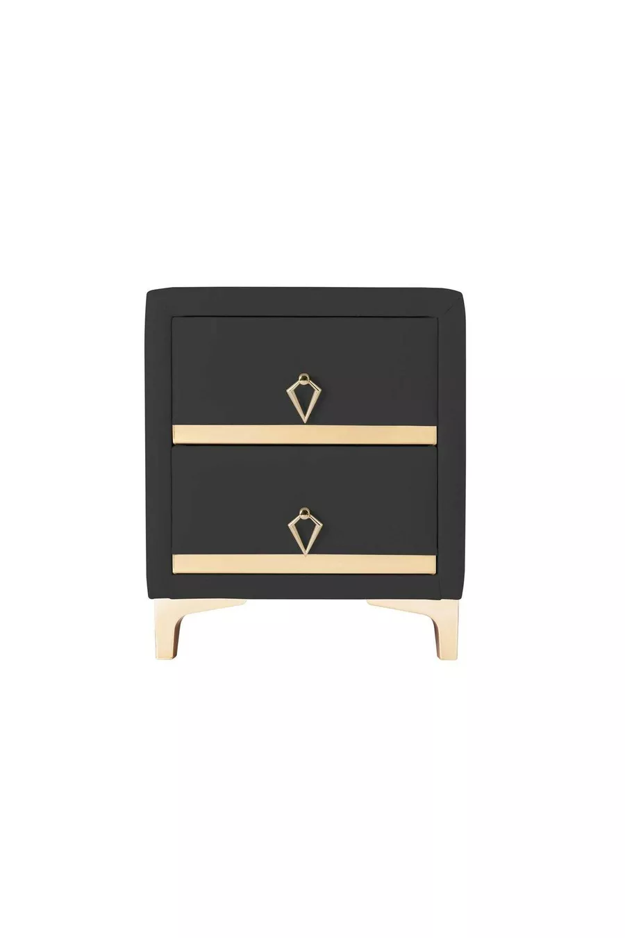 Table de chevet Doppia Linea Gold, à deux tiroirs
