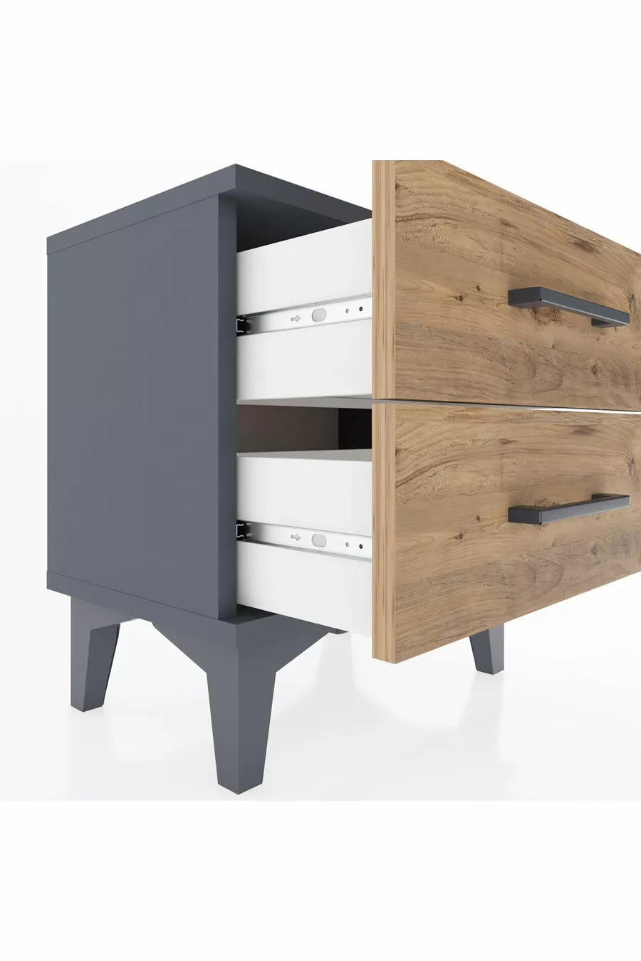 Chevet Arges 2 tiroirs Anthracite-Pin