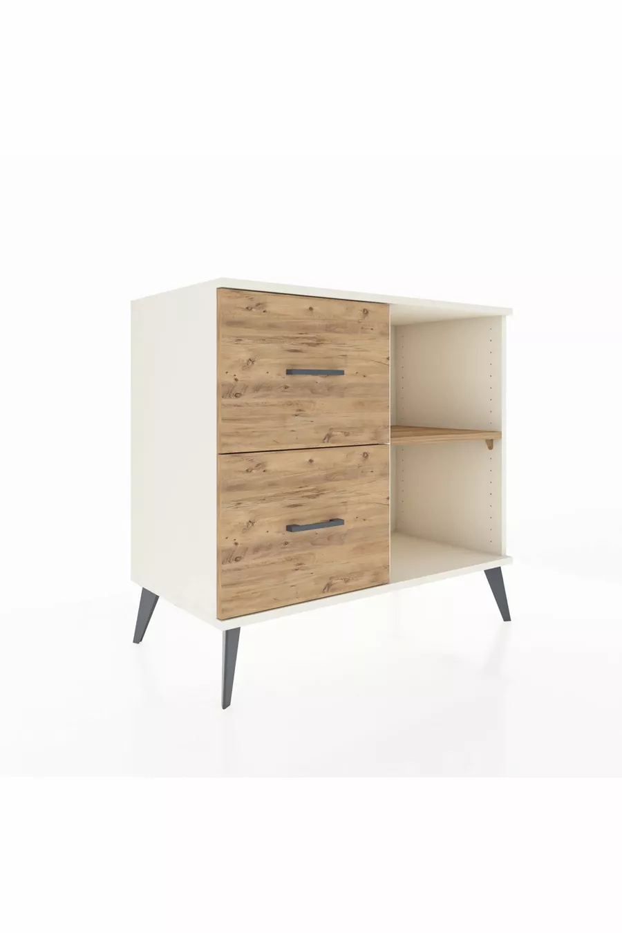 Commode Hyperion à une étagère et 2 tiroirs Aigue-marine-Pin