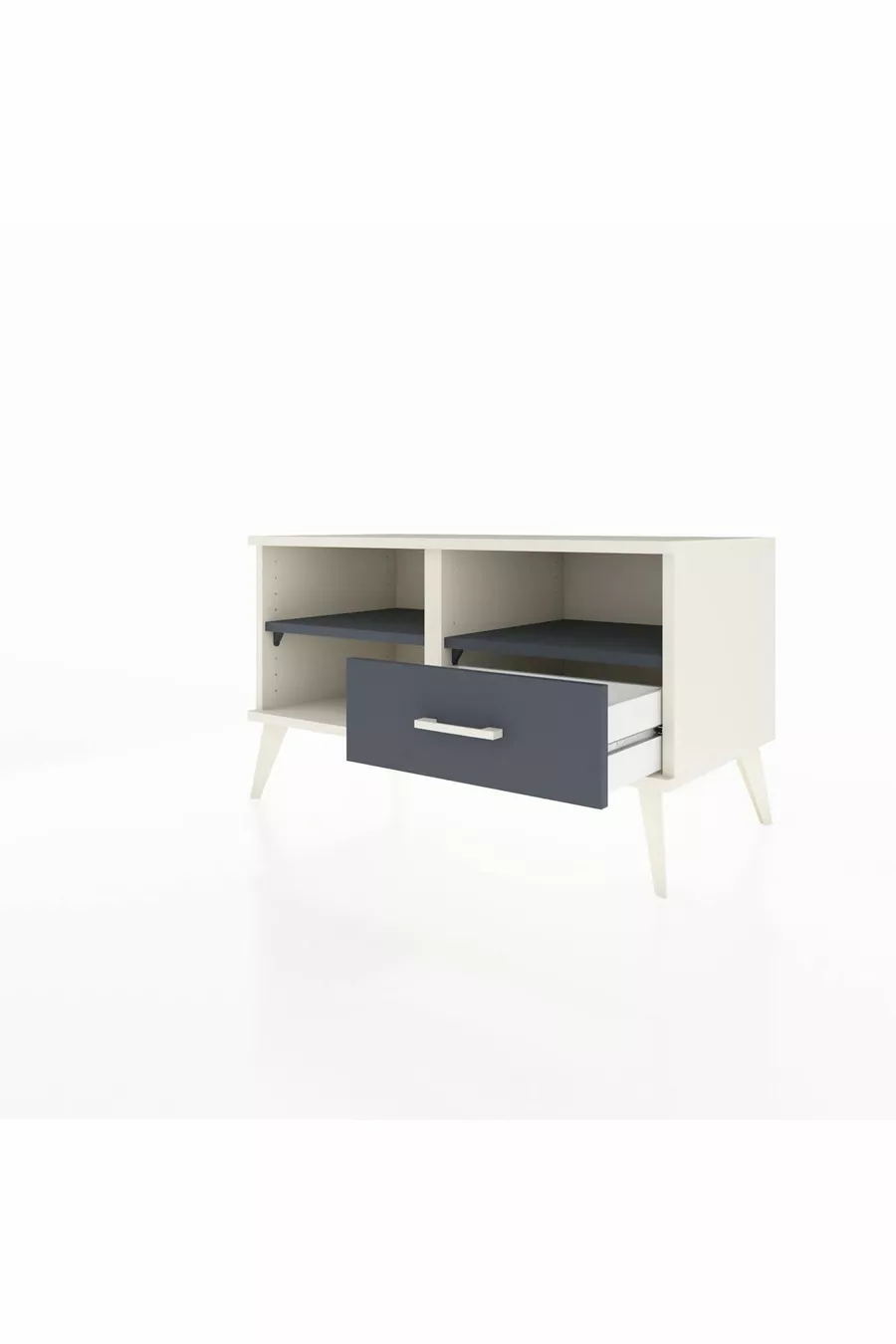 Commode Hyperion 2 étagères 1 tiroir Pierre de lune-Anthracite