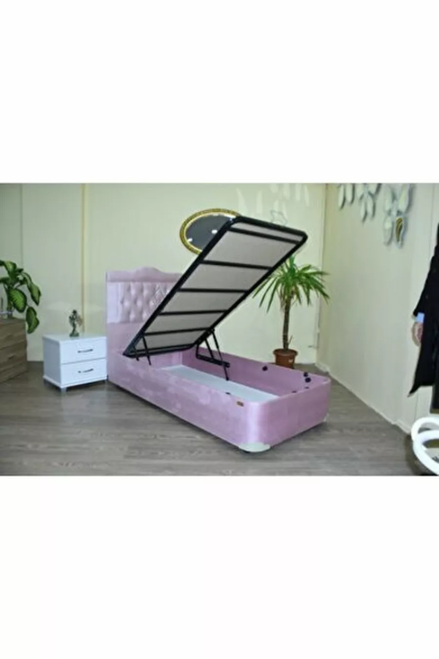Tête de lit base Tissu rose à capitonnage plume poulain *