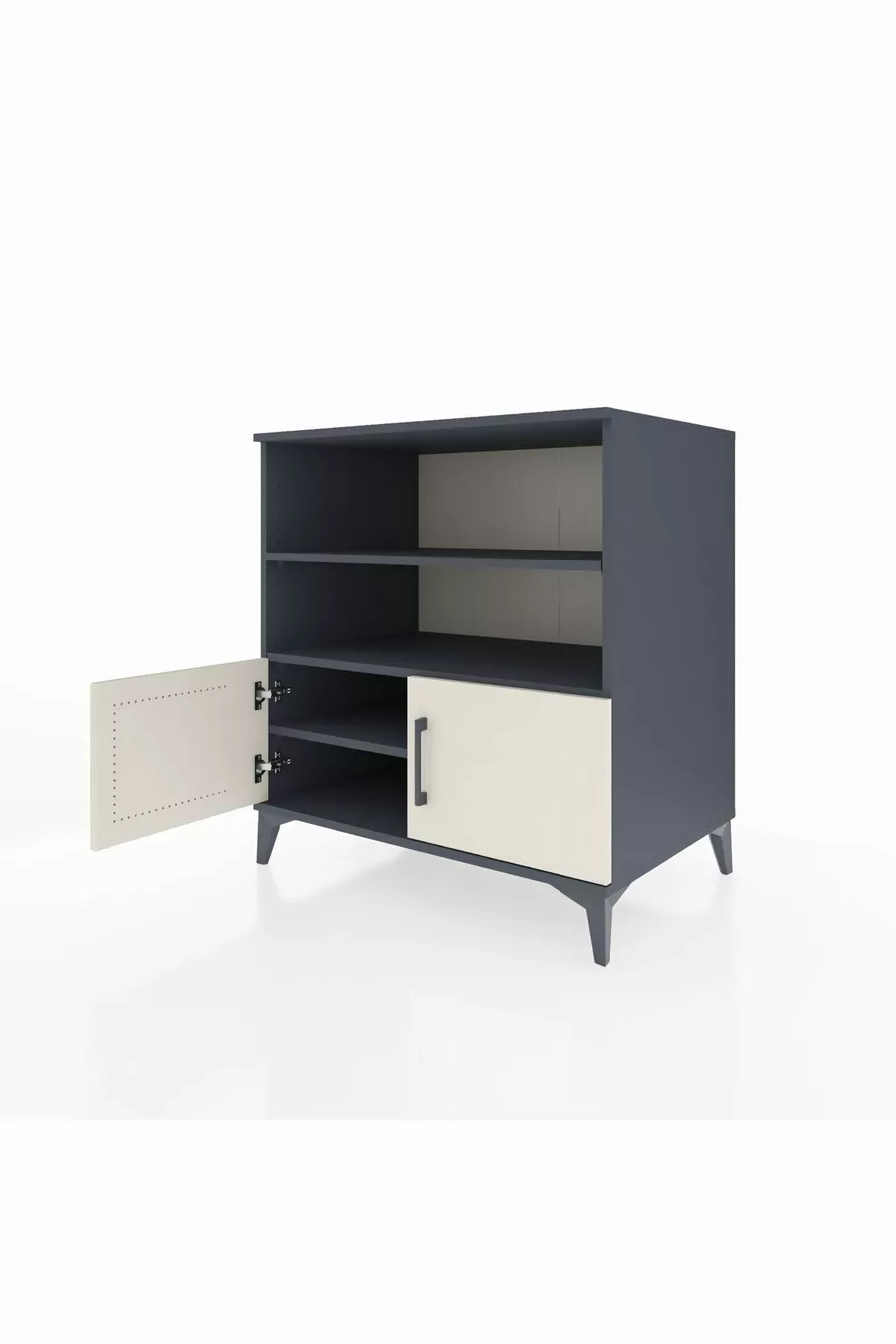 Commode Kronos 3 étagères 2 portes Anthracite-Pierre de lune