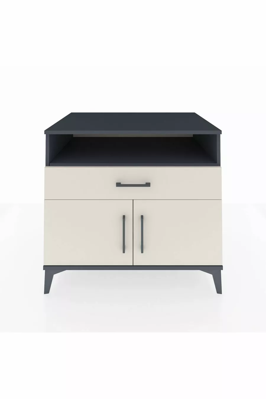 Commode Kronos avec 2 étagères, 1 tiroir et 2 portes, Anthracite-Pierre de lune