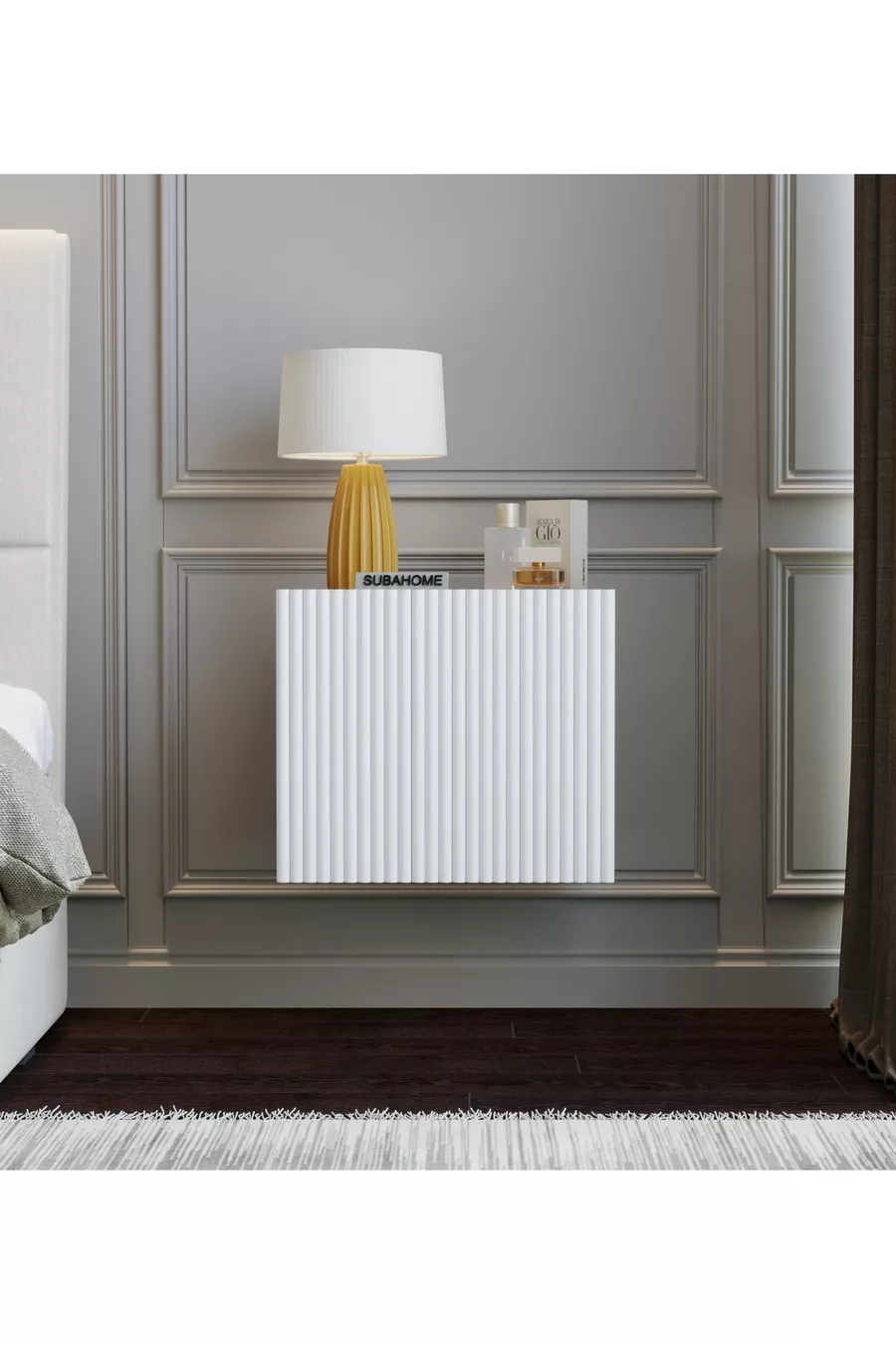 Commode murale en MDF avec porte blanche élégante, moderne et polyvalente