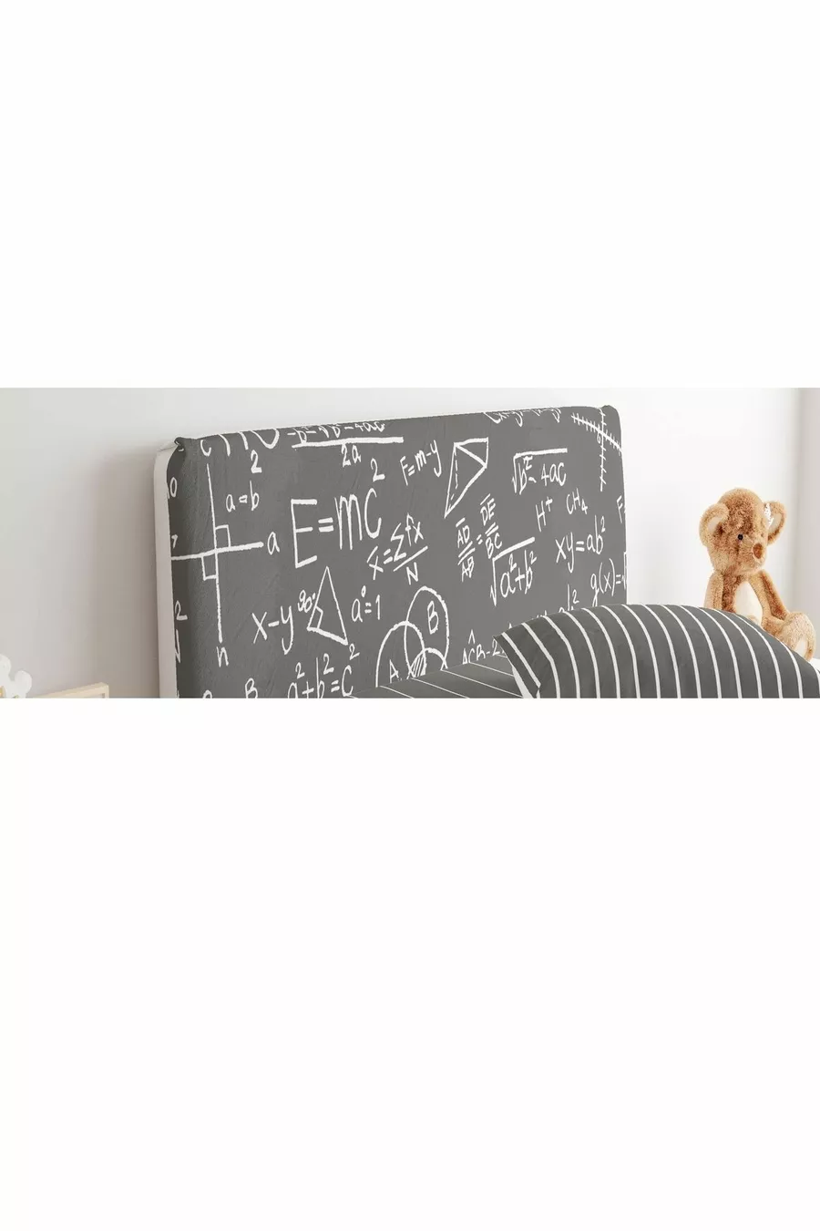 Housse de tête de lit Chambre d'adolescent Fond gris Formule de mathématiques