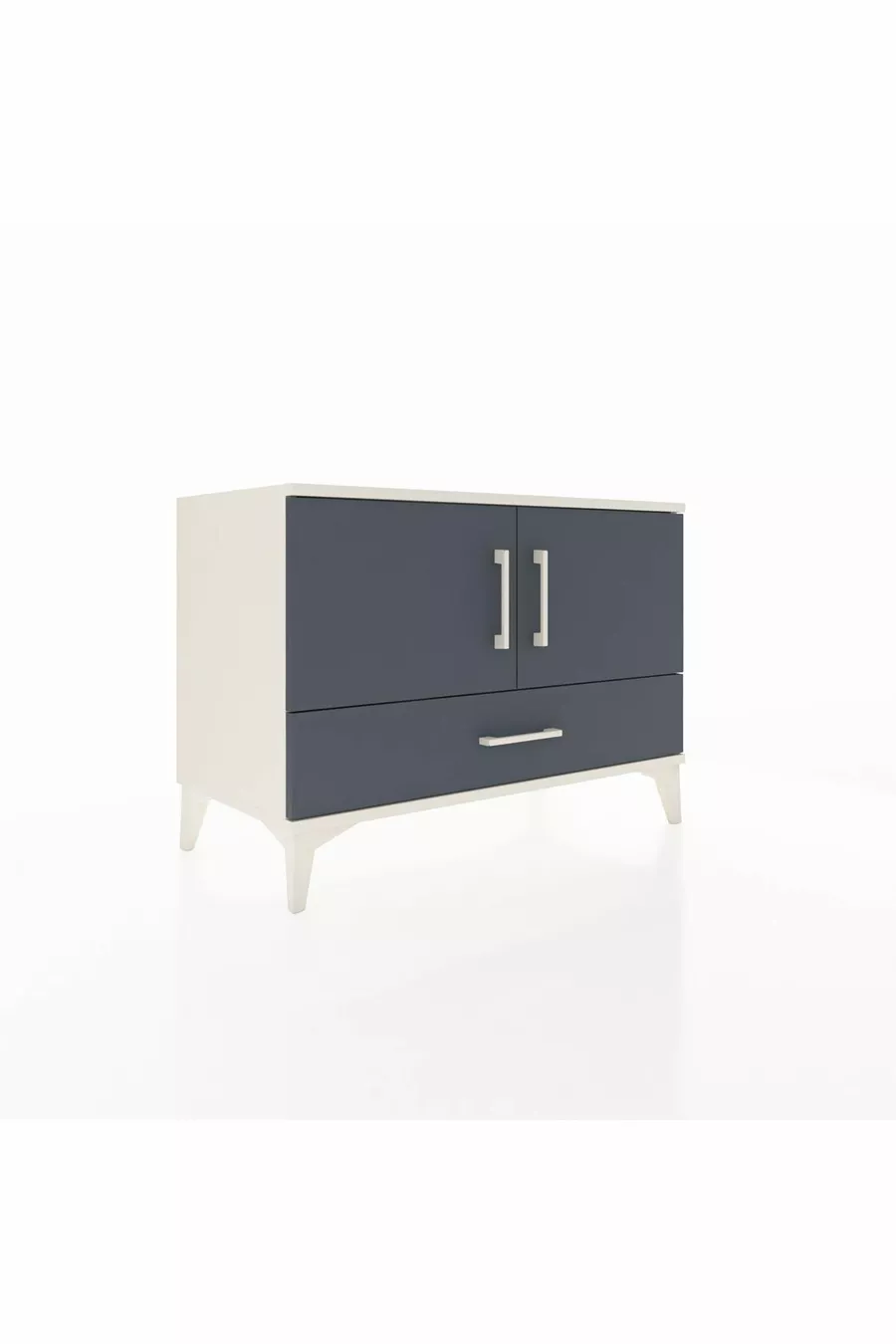 Commode Hyperion 2 étagères 1 tiroir 2 portes Pierre de lune-Anthracite