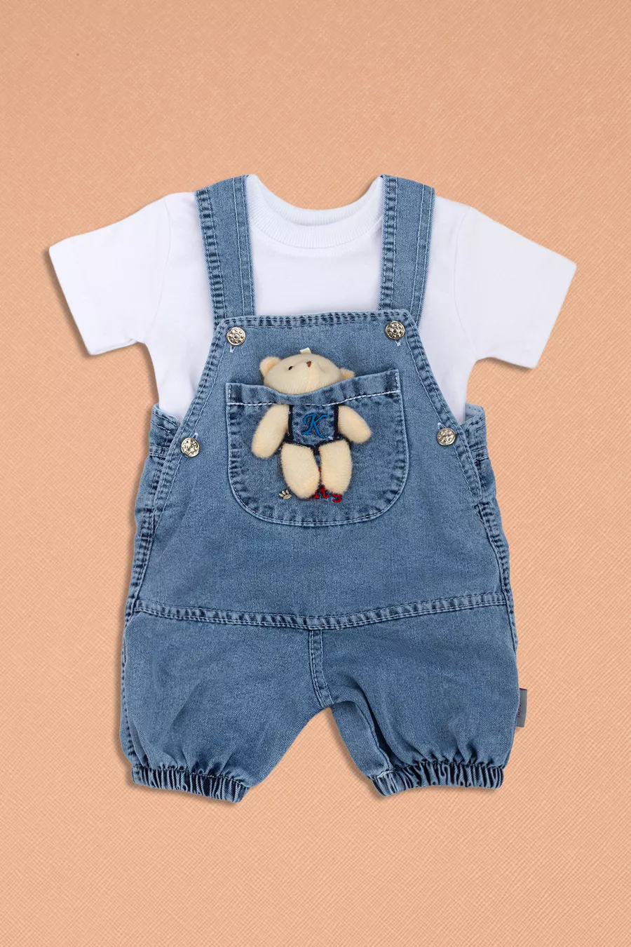 Ensemble Deux Pièces Salopette en Denim et T-shirt Blanc