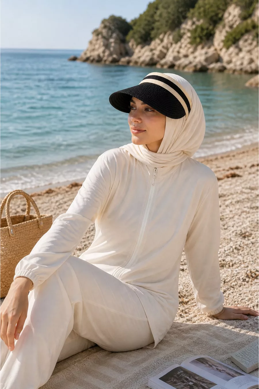 Casquette en paille avec visière - Modèle de serre-tête de joueuse de tennis, protection UV pour femme