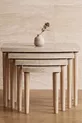 Ensemble de tables gigognes 4 pièces en MDF à motif travertin avec pieds en bois de charme, design moderne