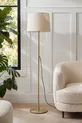 Lampadaire en métal à pied doré avec abat-jour crème Cora patiné pour salon, chambre à coucher & salle de séjour