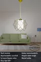 4 pièces Suspension Luminaire Tendances en Métal Blanc avec Verre Mica pour Salon, Cuisine, Salle de Bain, Chambre à Coucher, Doré