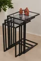 Ensemble de tables gigognes Ibiza Triple C Table d'appoint Canapé Métal 3 tables d'appoint latérales avec verre fumé
